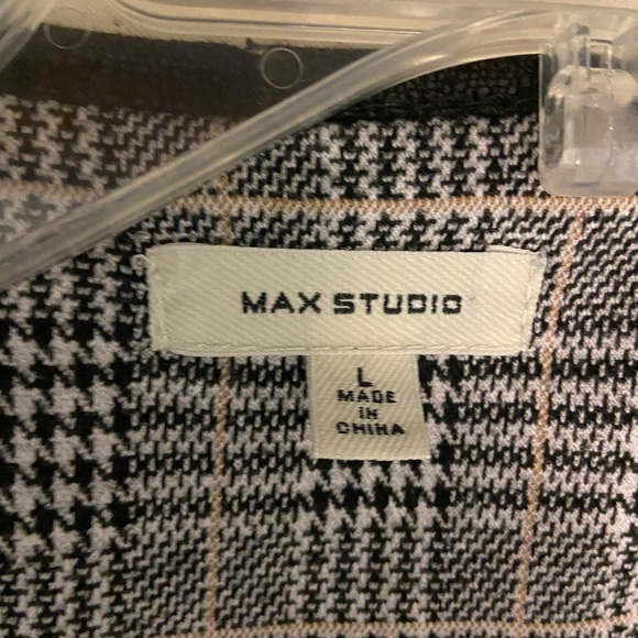 Max Studio Houndstooth Open Front Cardigan Two Front Pockets Black White Size L - Picture 11 of 12